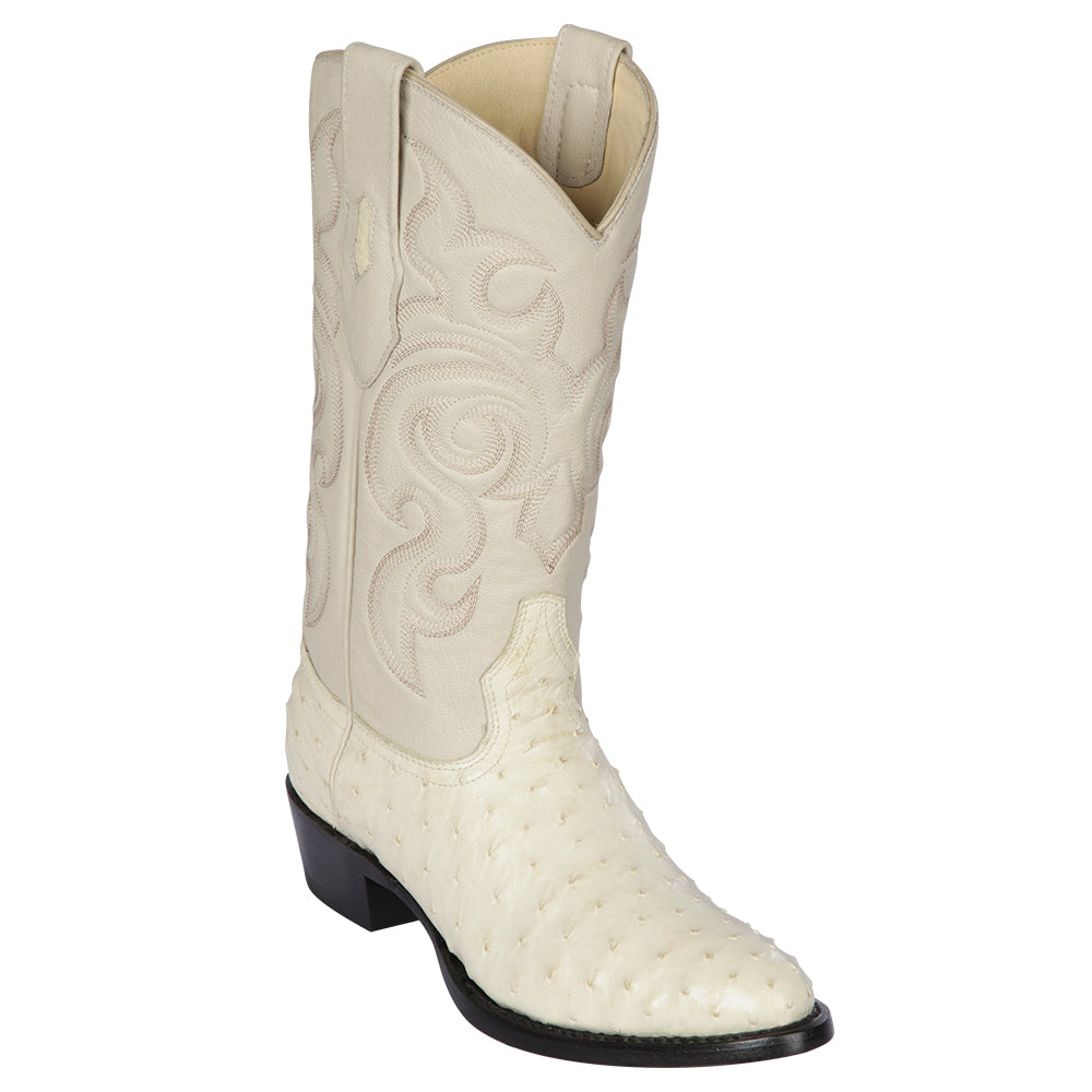 Bone Full Quill Ostrich Skin Boots 