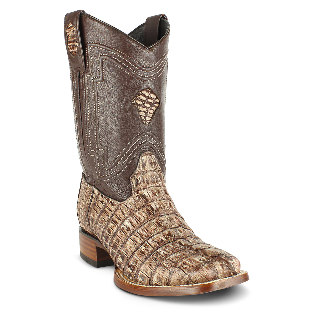 Men's Yeehaw Cowboy Caiman Tail Boots Square Toe Handcrafted – yeehawcowboy