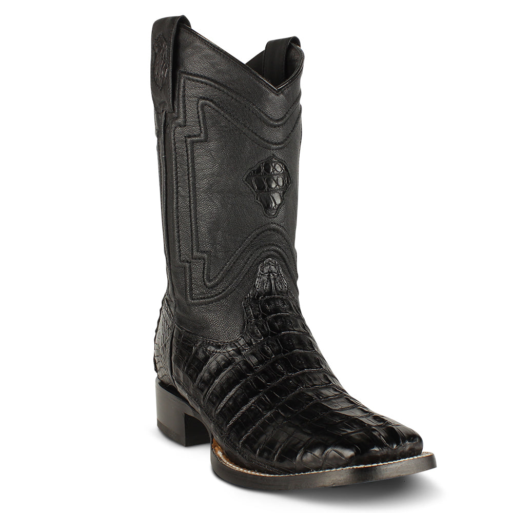 black caiman boots square toe