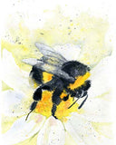 Vibrant yellow and black bumble bee print: Nature's bold beauty on display.