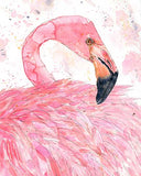 Pink Flamingo Print, Tropical Wall Art, Modern Watercolor Painters