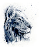 Lion's majestic presence captured in monochrome splendor, a grayscale watercolor masterpiece.