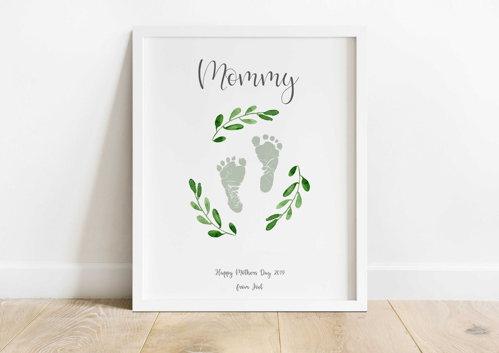 Personalised Baby Footprint Father's Day Framed Print + Ink Kit