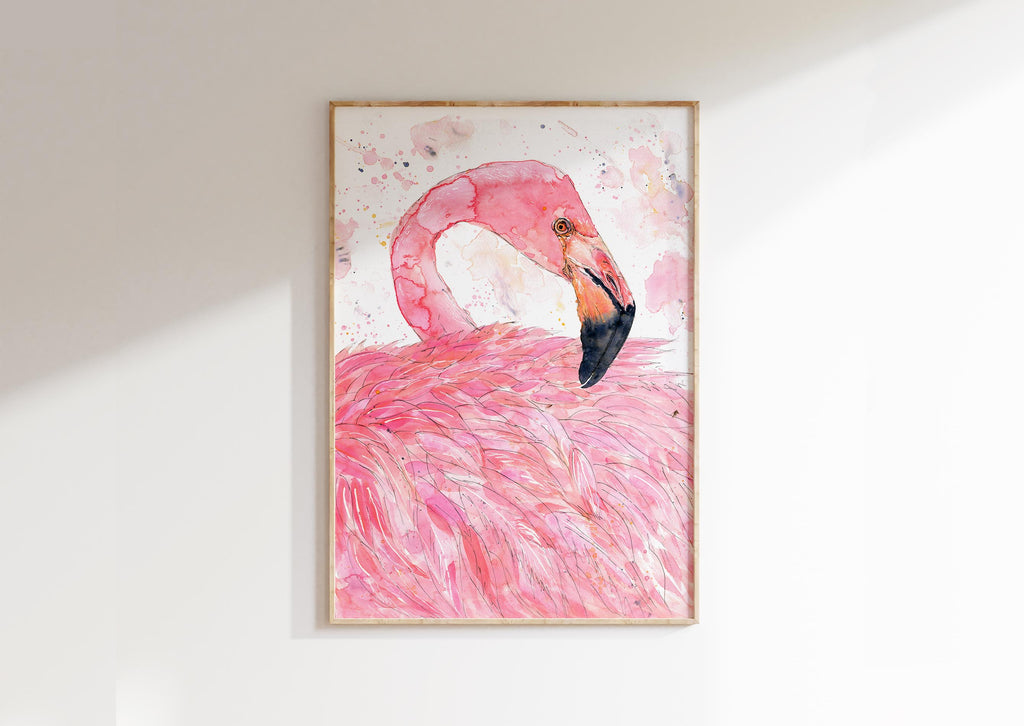 Flamingo Watercolour Painting Print, Pink Flamingo Watercolor Art – Crafty  Cow Design