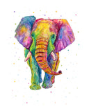 Elephant in radiant rainbow hues, a watercolor marvel of vibrant elegance.