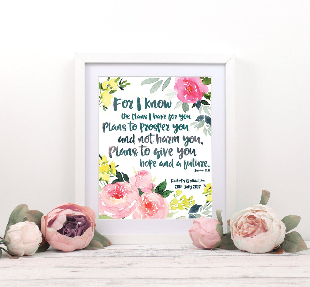 For I Know I Have Plans For You Wall Art Jeremiah 29 11 Poster Art Crafty Cow Design