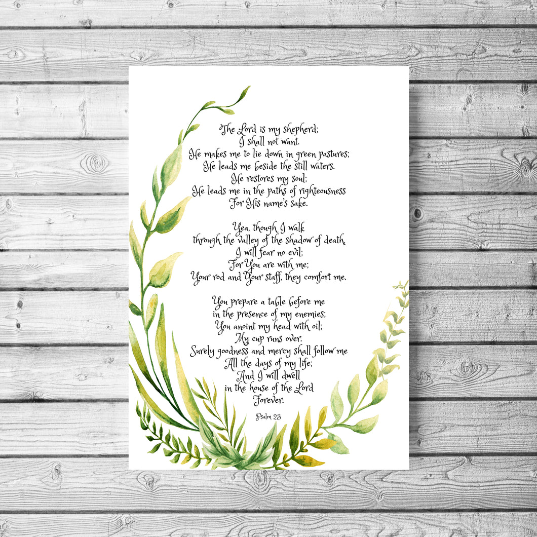 Psalm 23 Wall Art The Lord is My Shepherd Print Bible Verse Print