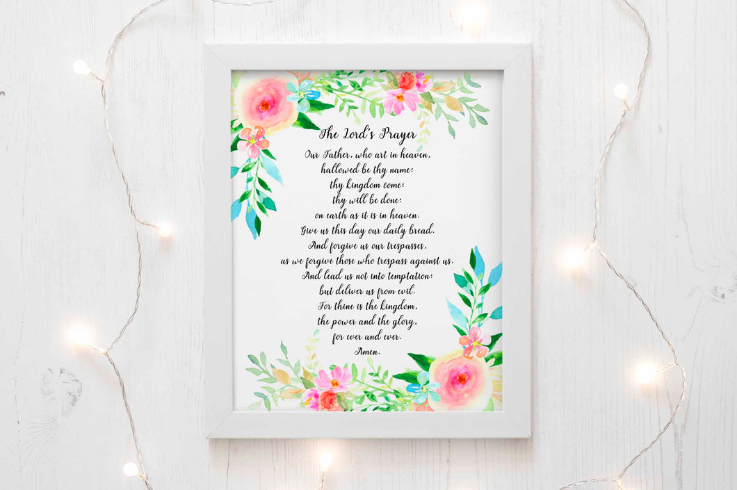 The Lord's Prayer Wall Art Print, Prayer Wall Decor, Christian Print ...