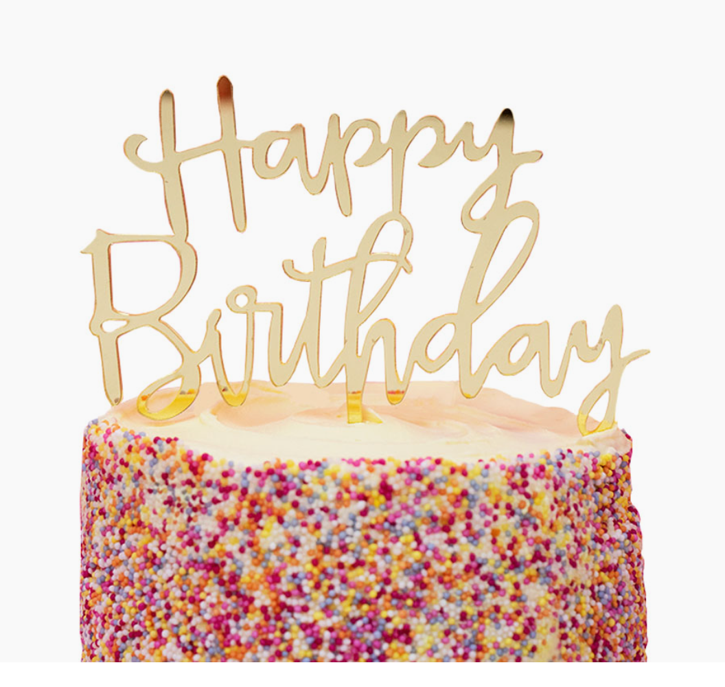 Gold Happy Birthday Cake Topper — Sprinkles & Confetti | Party Boxes ...