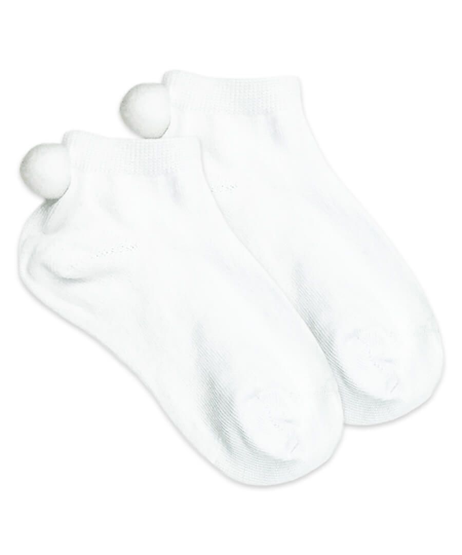 Low Cut Pom Pom Socks - White Poms $6.00 Share: white cut Jefferies Socks with a Smooth toe and white pom poms on the back of the heel. Size XS (Shoe Size 6-11) Small Medium (Shoe Size 12-6) XS (Shoe Size 6-11) Small Medium (Shoe Size 12 ...