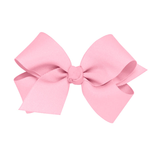 Wee Ones Mini Monogrammed Grosgrain Girls Hair Bow - Light Pink with Hot Pink Initial W