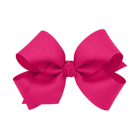 Wee Ones Mini Monogrammed Grosgrain Girls Hair Bow - Light Pink with Hot Pink Initial R