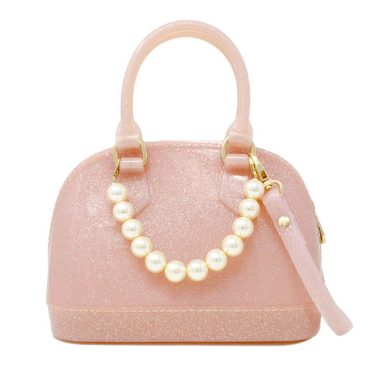 BUTORY Kids Handbag with Pearl Handle Waterproof Mini Jelly Purse