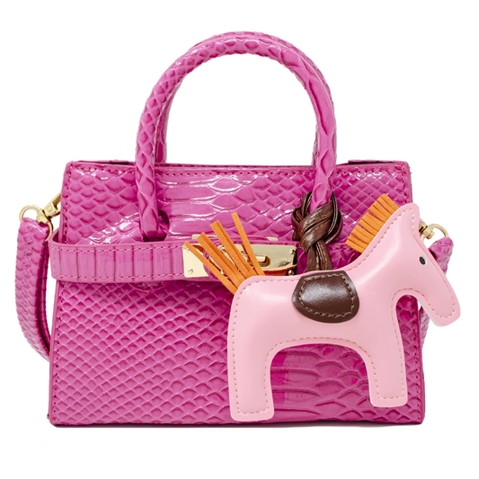 Shiny Crocodile Print Bamboo Handle Satchel > Satchel > Mezon Handbags