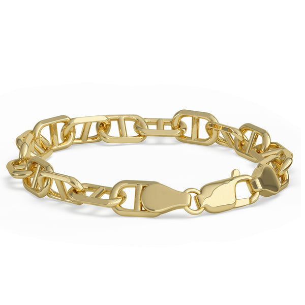 Solid Gold Mariner Link Bracelet with Lobster Clasp from Nautical Treasure Jewelry In The Florida Keys