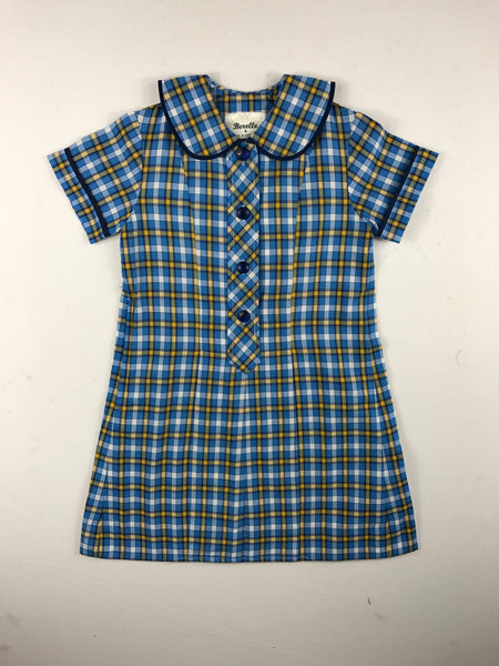 blue check summer school dress