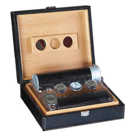 Alligator Leather Humidor Gift Set