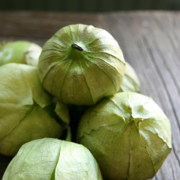 Tomatillos on a kitchen table