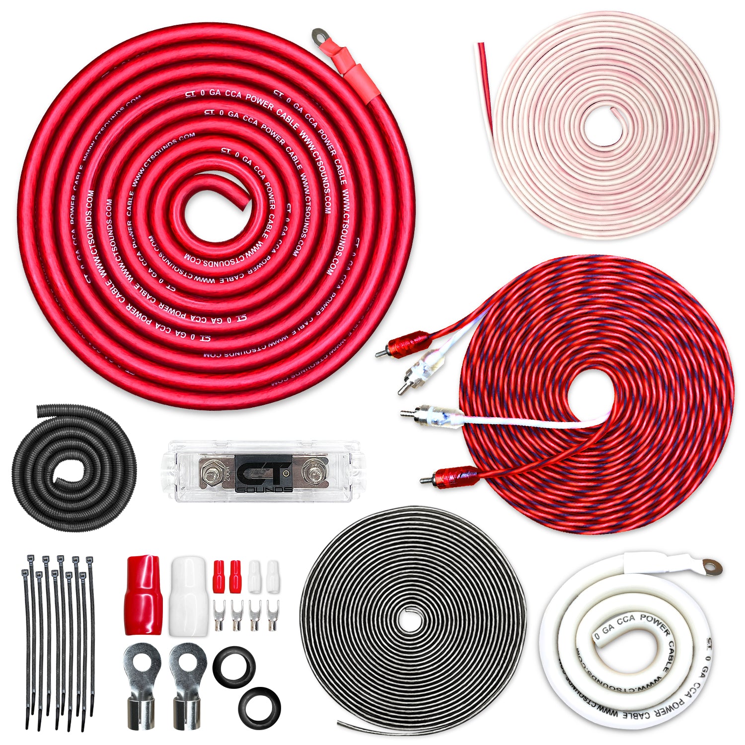 AMPKIT-0GA-PRO // 0 Gauge 2500 Watt Amplifier Wiring Kit