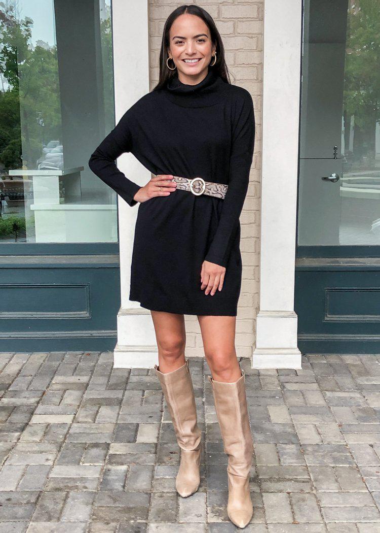 tight dress with knee high boots
