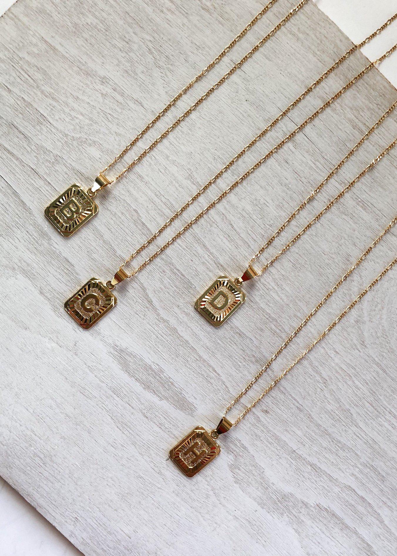 BRACHA Initial Card Necklace - Gold