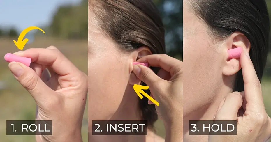 Steps for putting in the earplugs