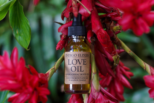 Love Oil amongst Hawaiian wild ginger flowers