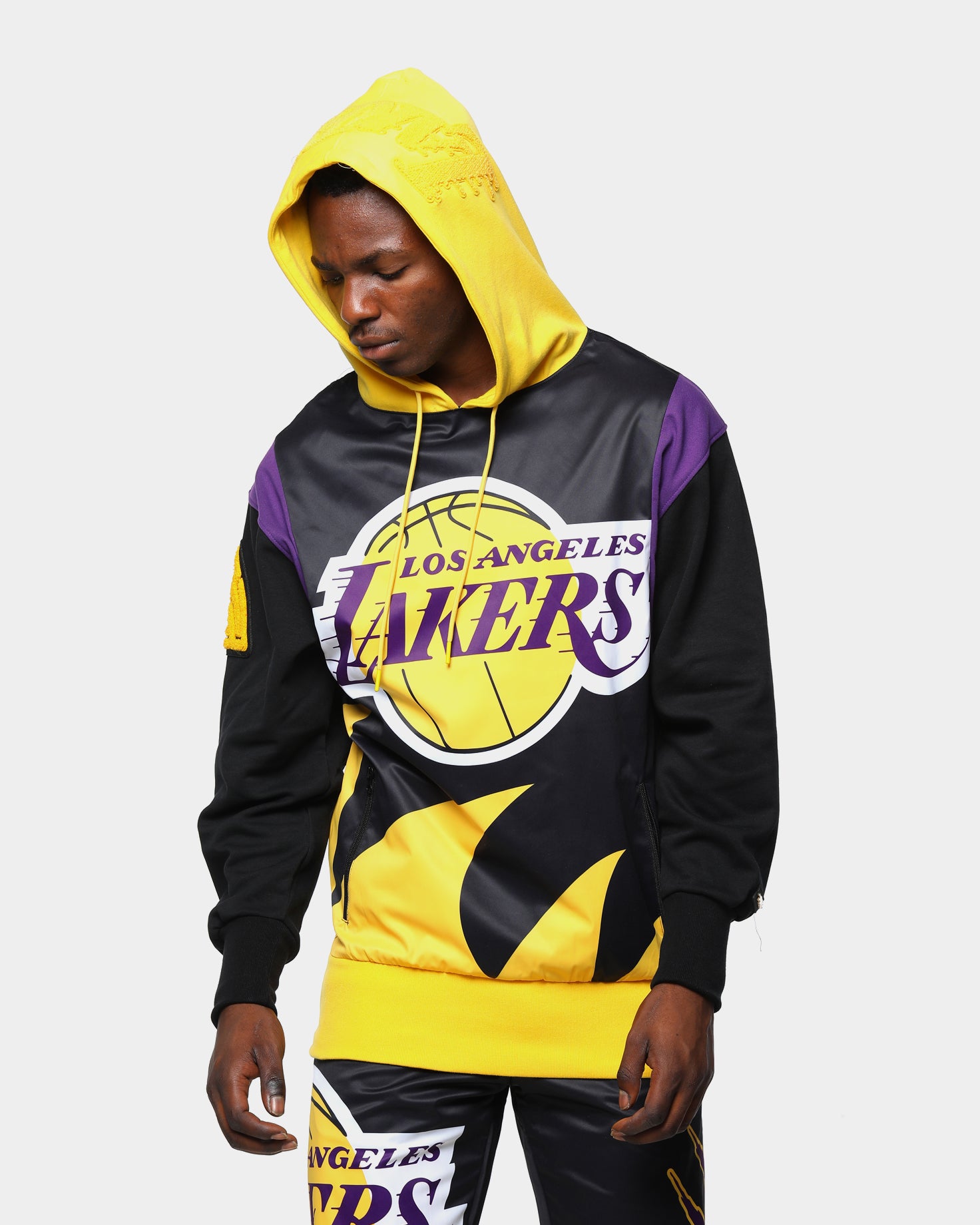 Men's Black Pyramid Logo Varsity Los Angeles Lakers Jacket -GLJ