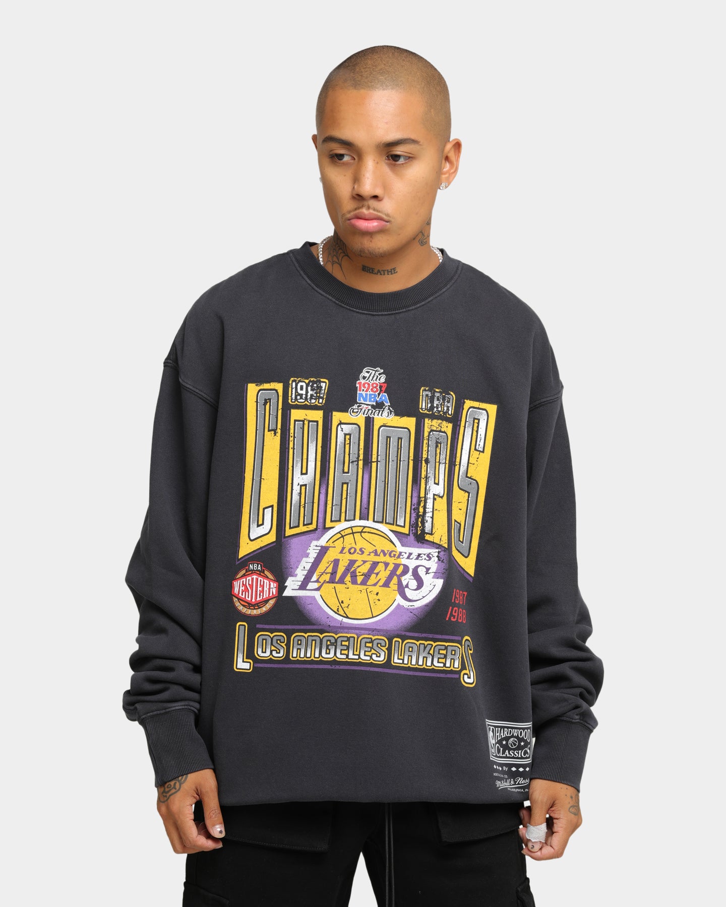 Lakers Vintage Bling Ring T-shirt- Mens Black