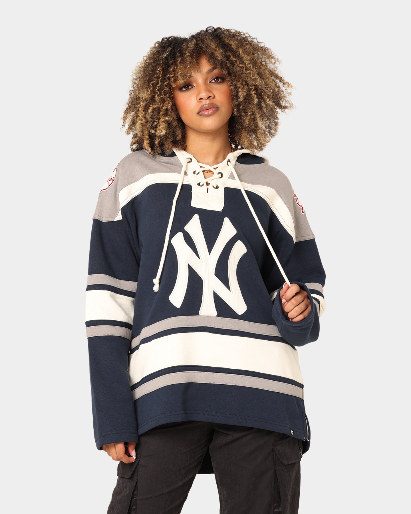 47 Brand New York Yankees Superior Lacer Hoodie Full Navy
