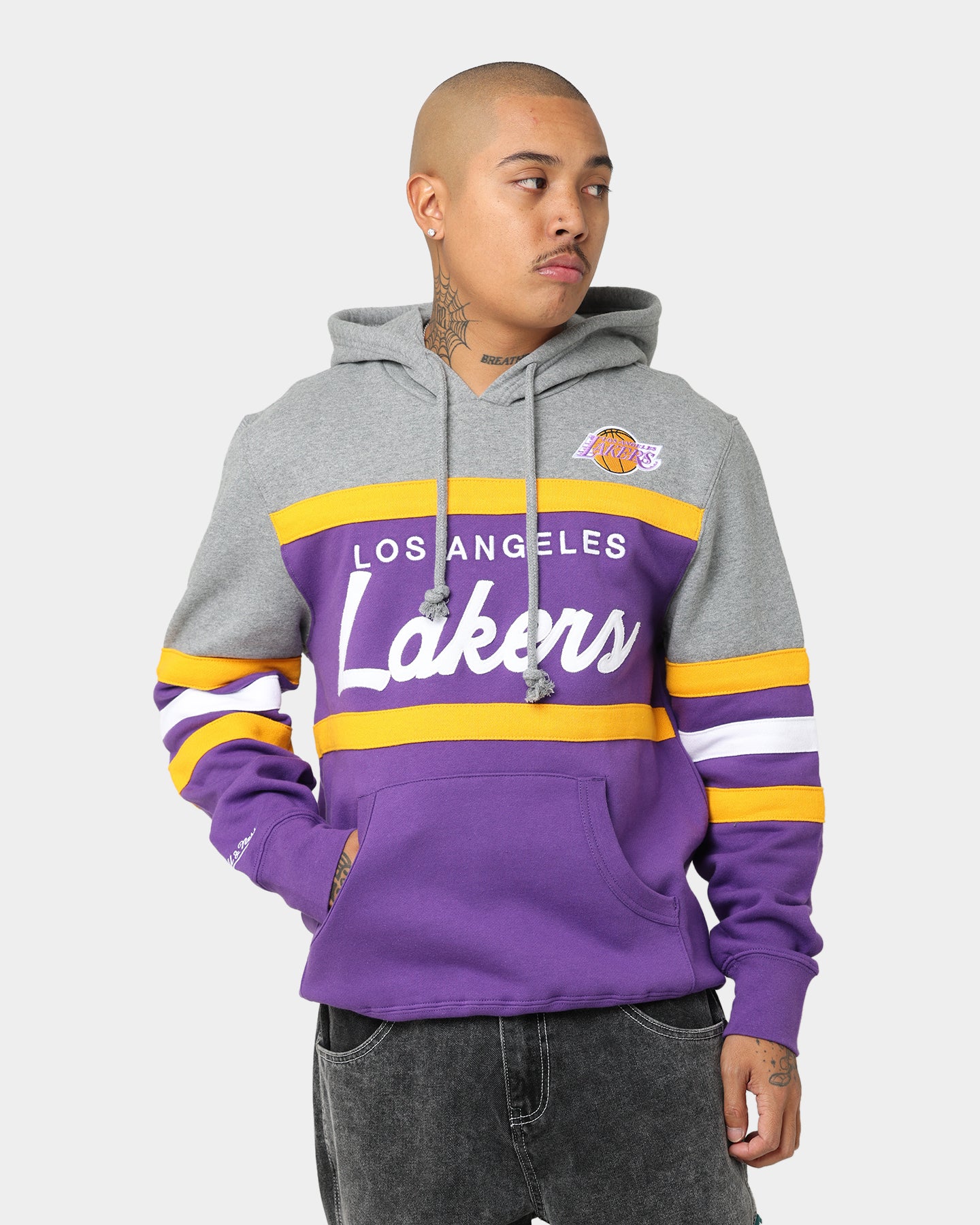 Mitchell & Ness Los Angeles Lakers Head Coach Hoodie Purple - Size M