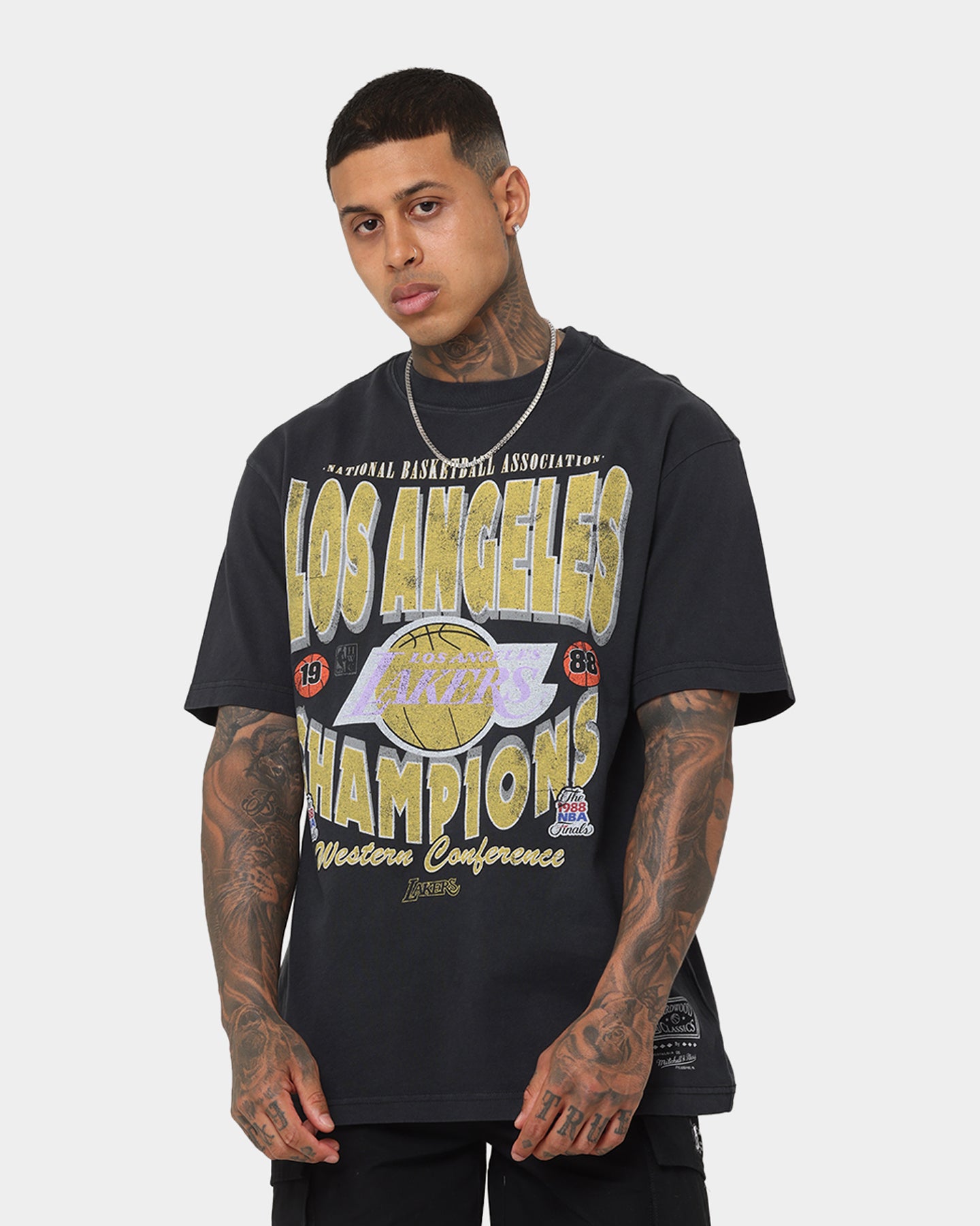 Lakers Vintage Bling Ring T-shirt- Mens Black