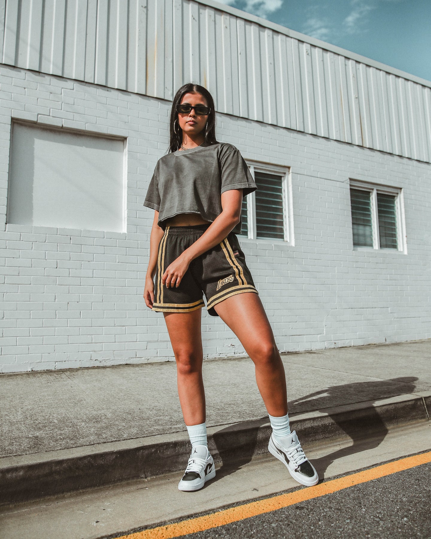 Women's Mitchell & Ness Gold Los Angeles Lakers Jump Shot Shorts