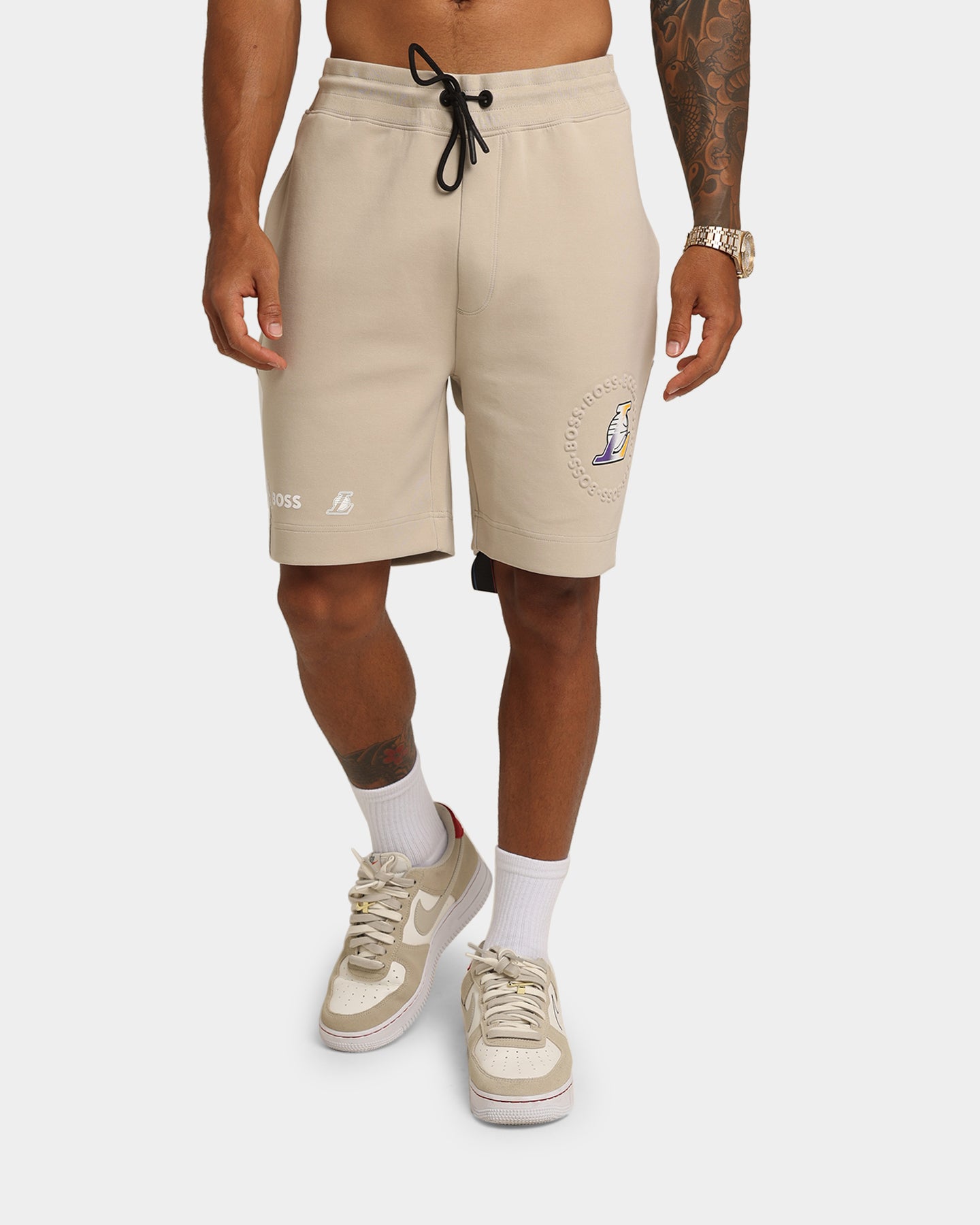 Boss x NBA Men's Los Angeles Lakers Cotton-Blend Shorts - Light Beige