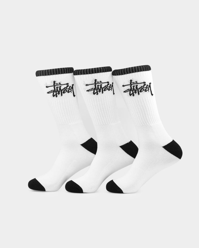 Stussy Graffiti Crew Sock 3PK White/Black | Culture Kings NZ