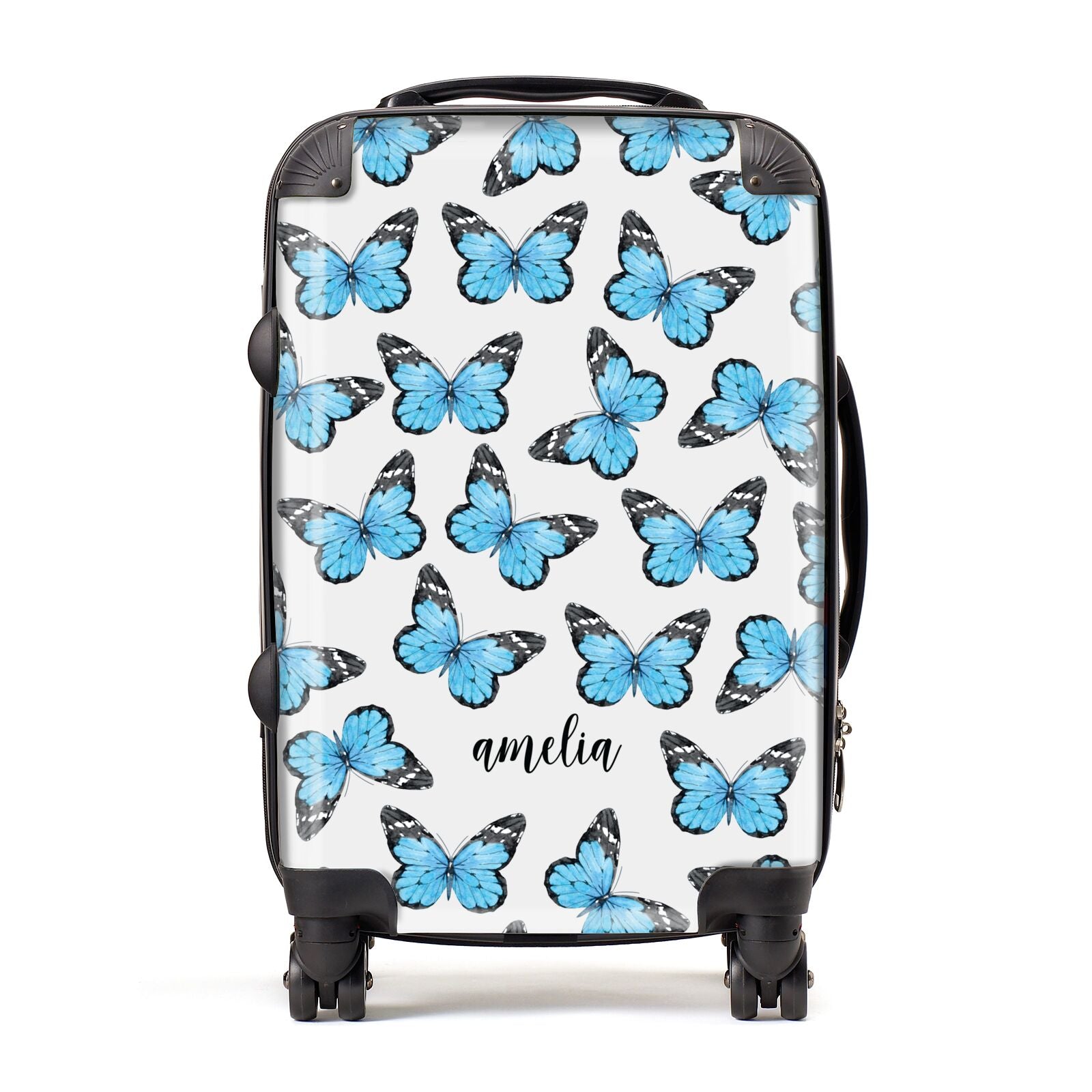 Blue Butterflies with Name Suitcase – Dyefor