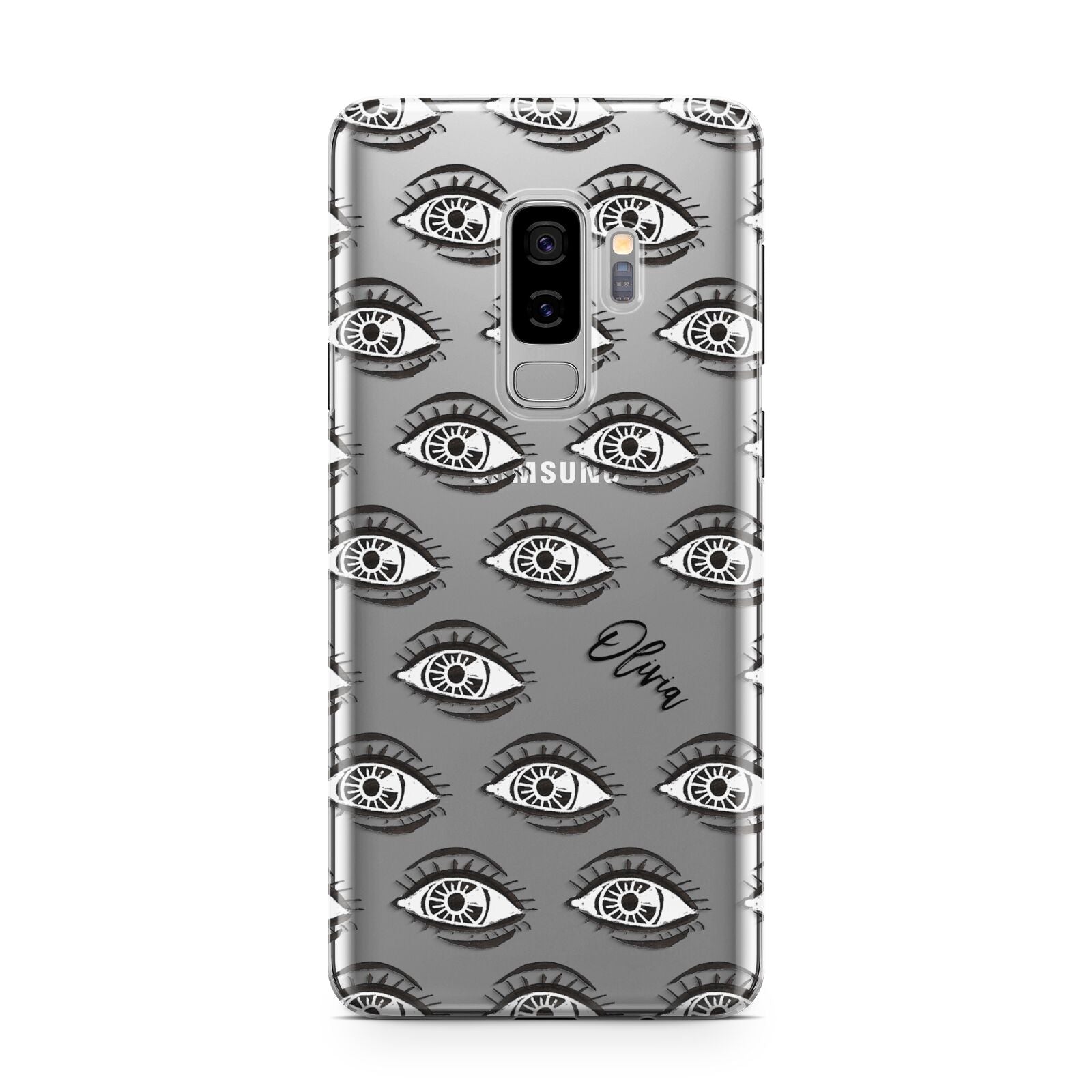 Eye Eye Personalised Samsung Galaxy S9 Plus Case on Silver phone