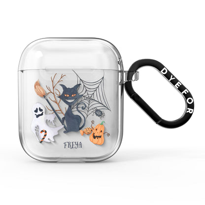 Grinning Cat Halloween AirPods Clear Case