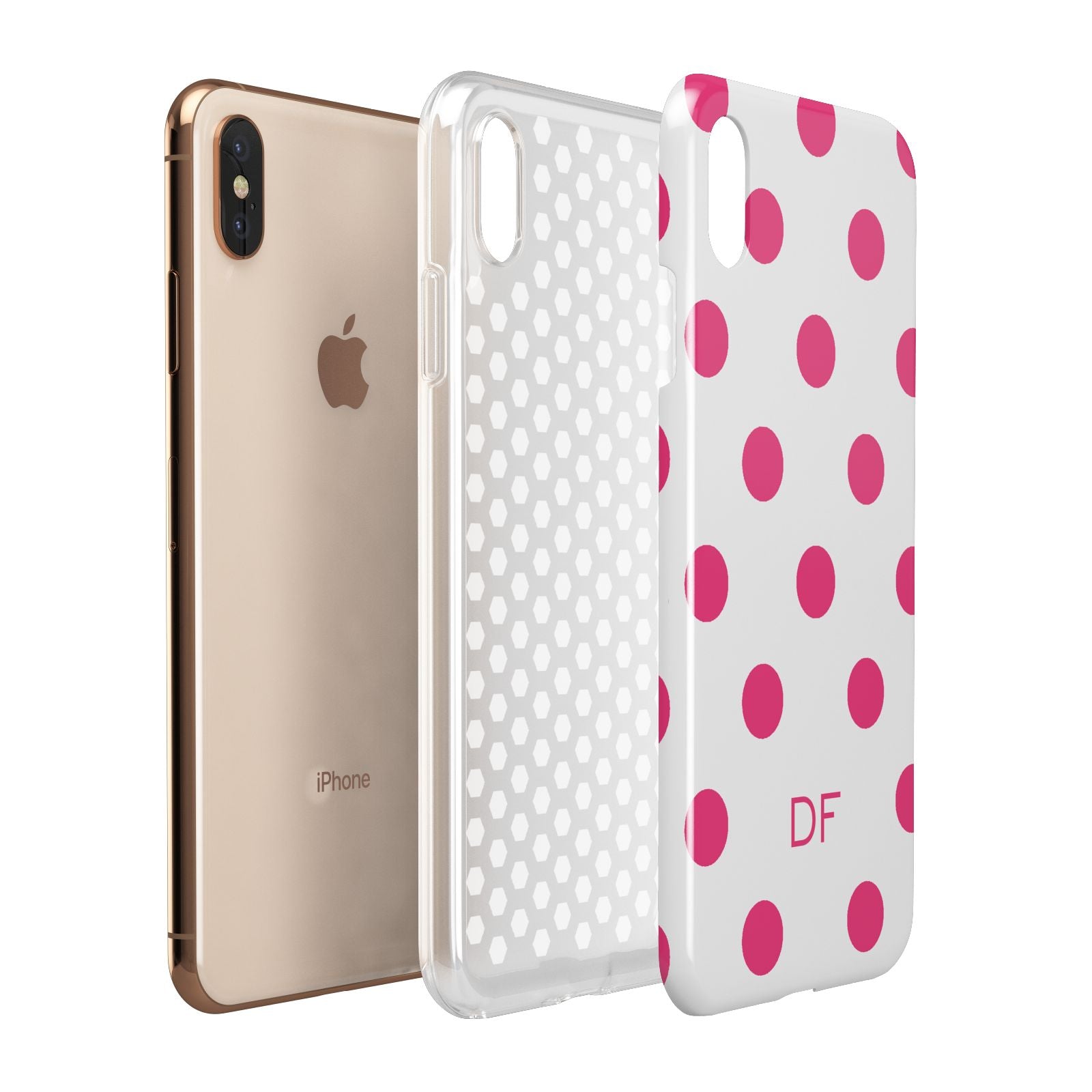 Initial Dots Personalised Apple iPhone Xs Max 3D Tough Case Expanded View