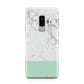 Marble White Carrara Green Samsung Galaxy S9 Plus Case on Silver phone