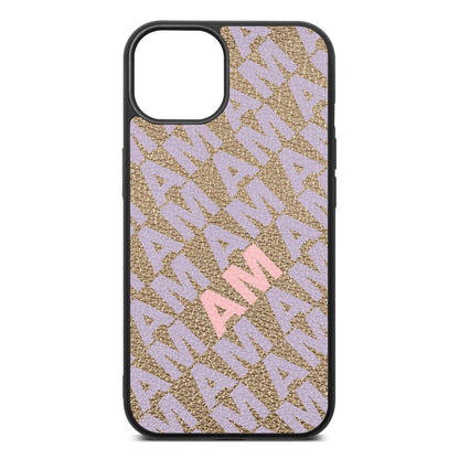 Personalised Diagonal Bold Initials Gold Pebble Leather iPhone 13 Case