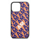 Personalised Diagonal Bold Initials Orange Saffiano Leather iPhone 13 Pro Max Case
