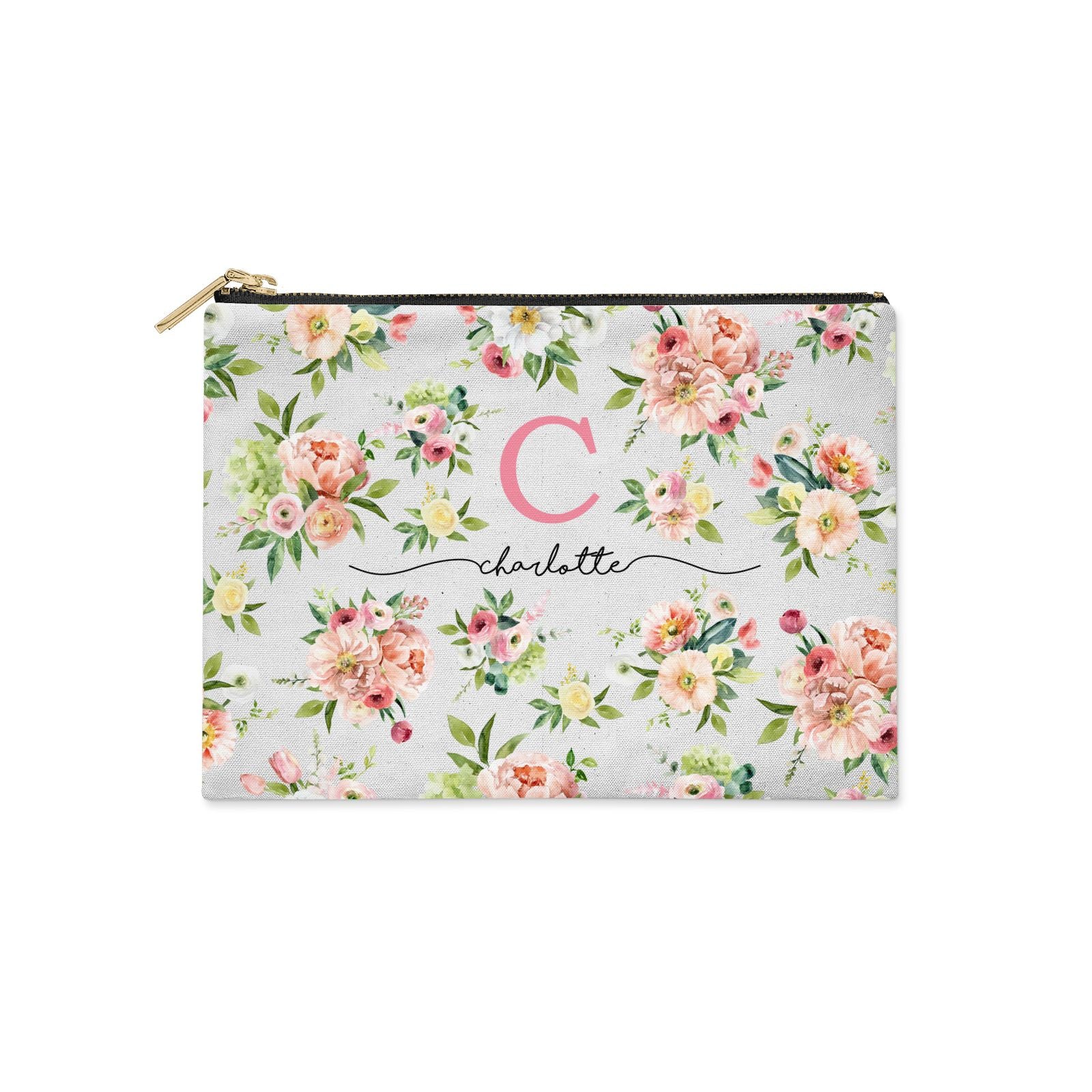 pink floral clutch bag