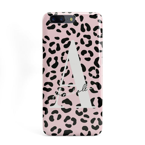 Personalised Leopard Print Pink Black Iphone Case