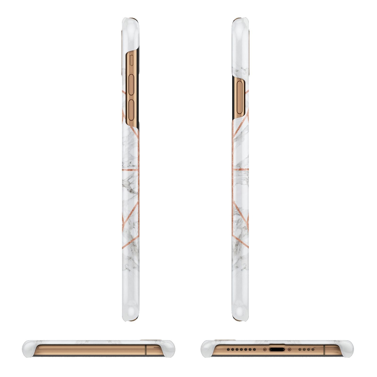 Personalised Rose Gold Marble Initials iPhone 11 Pro Max 3D Snap Case Angle Images