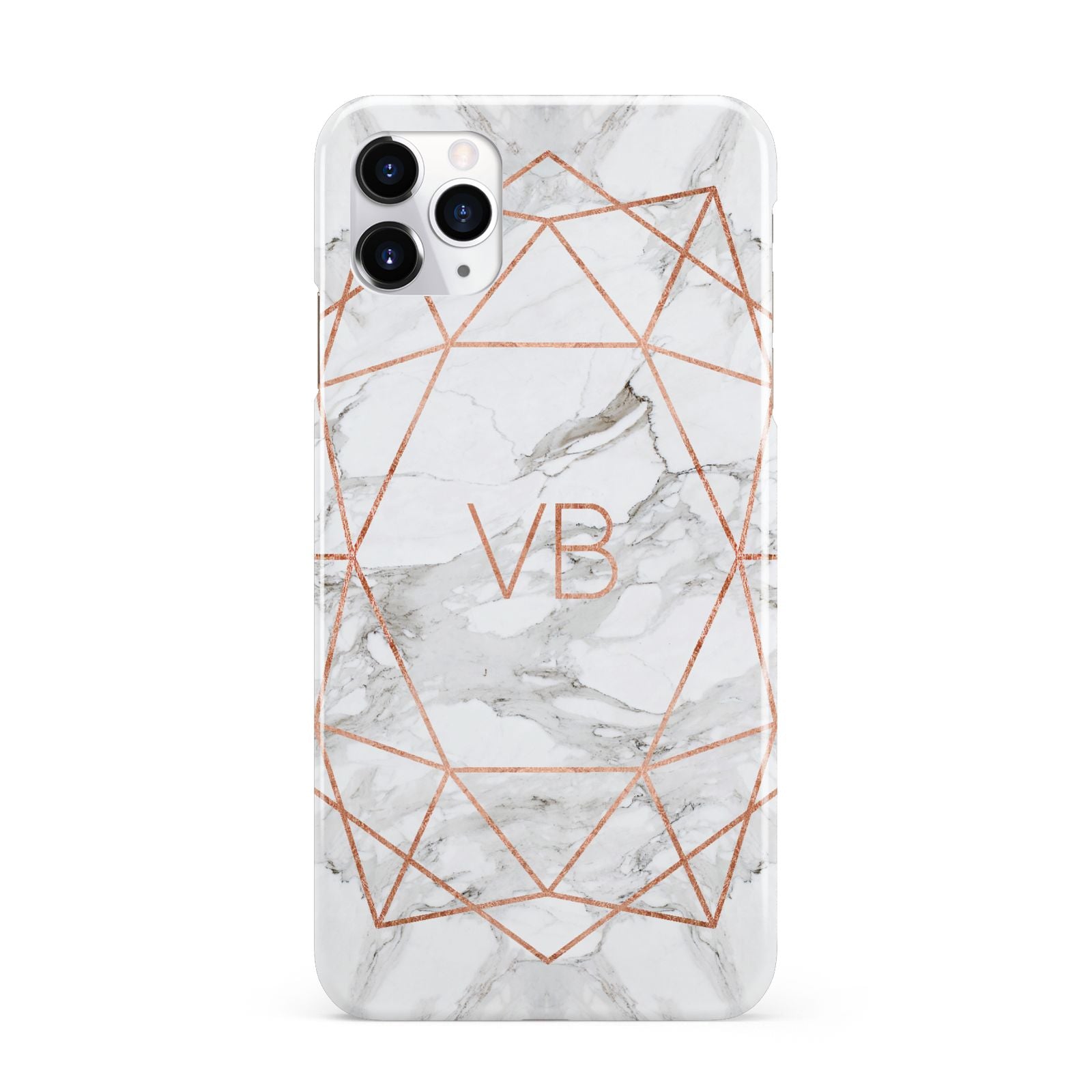 Personalised Rose Gold Marble Initials iPhone 11 Pro Max 3D Snap Case