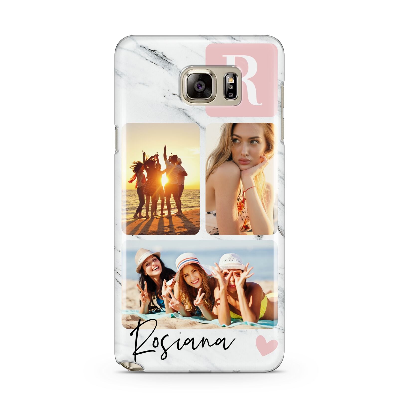 Personalised Three Photo Marble Name Samsung Galaxy Case