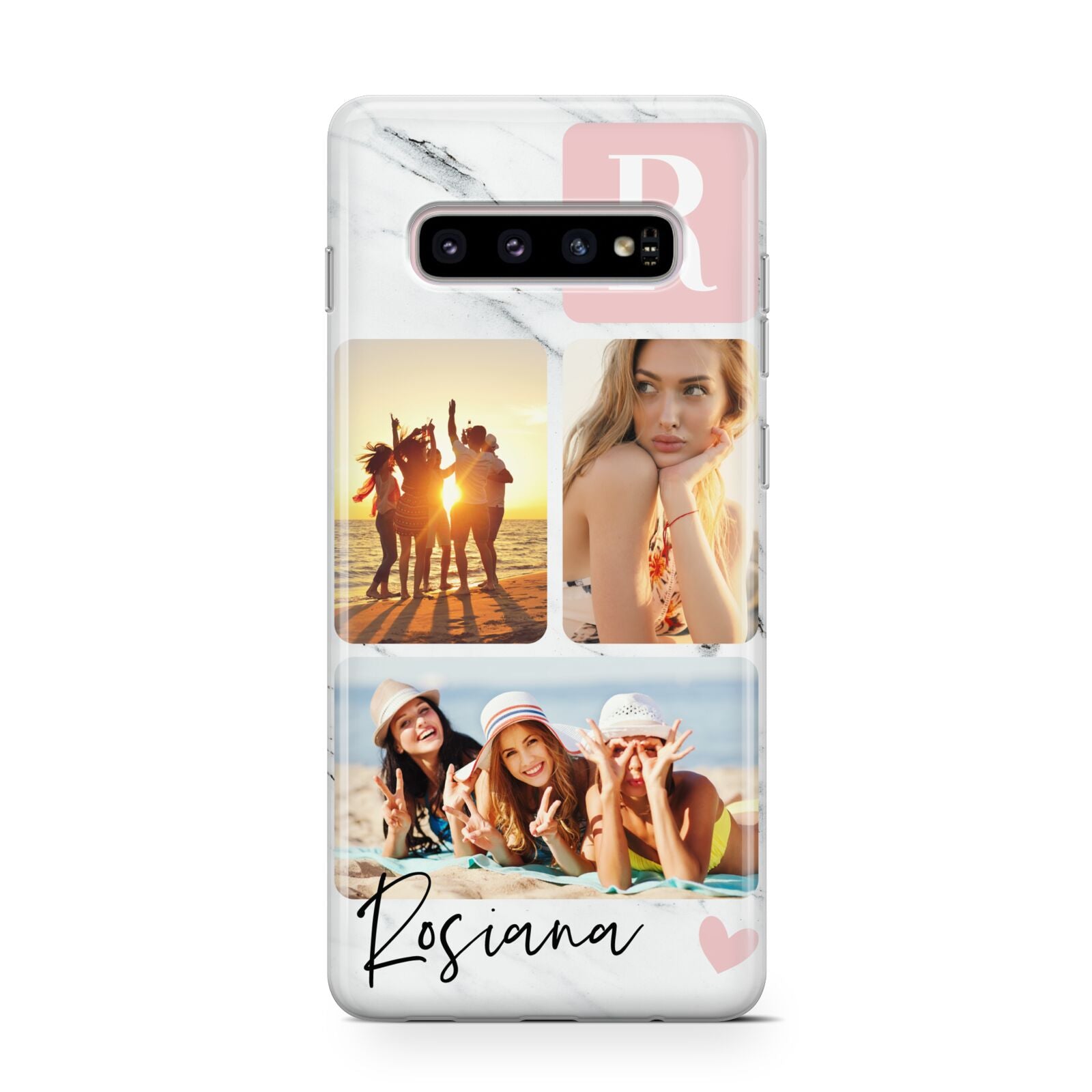 Personalised Three Photo Marble Name Samsung Galaxy Case