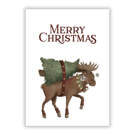 Reindeer Christmas Tree A5 Flat Greetings Card