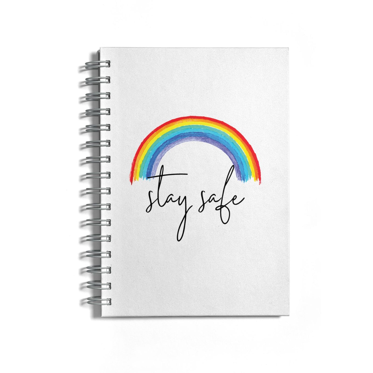 Stay Safe Rainbow Notebook with Grey Coil
